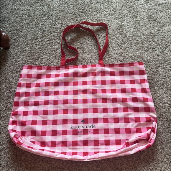 Kate Spade Red and White Checkered Tote Bag - Picture 3 of 3